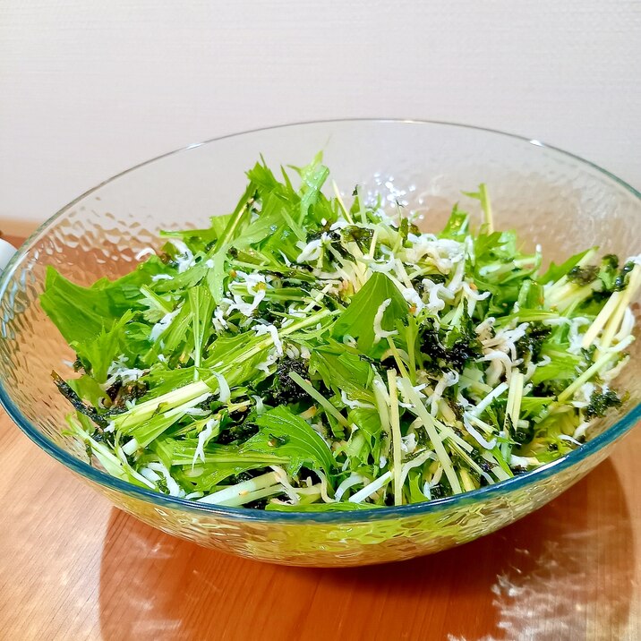 切って混ぜるだけ♪水菜としらすの美味しいサラダ